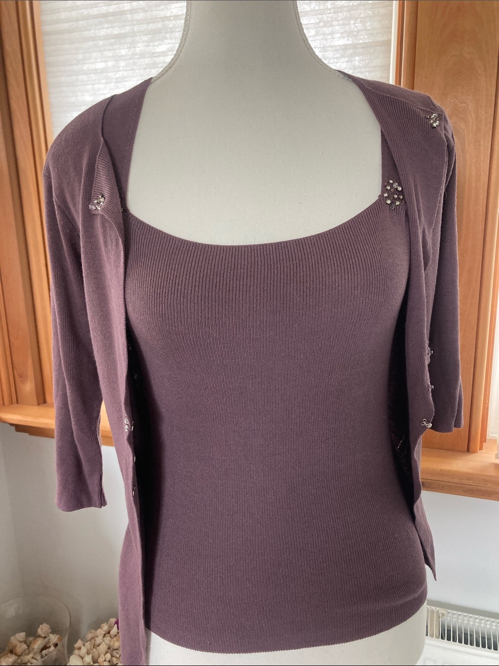 Nougat London Plum Ribbed Knit Sweater size small